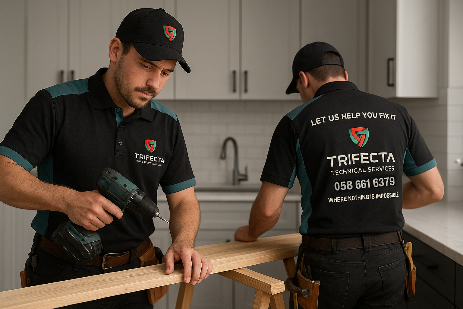 Trifecta carpenter fixing wooden furniture